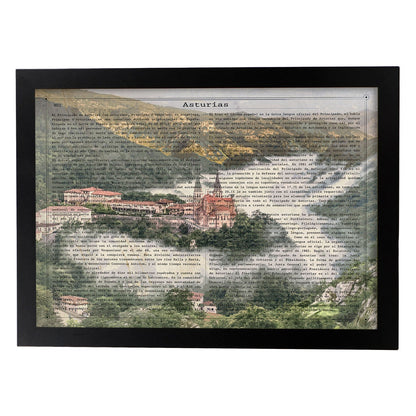 Poster de Asturias. Láminas de comunidades autónomas de España.-Artwork-Nacnic-A4-Marco Negro-Nacnic Estudio SL