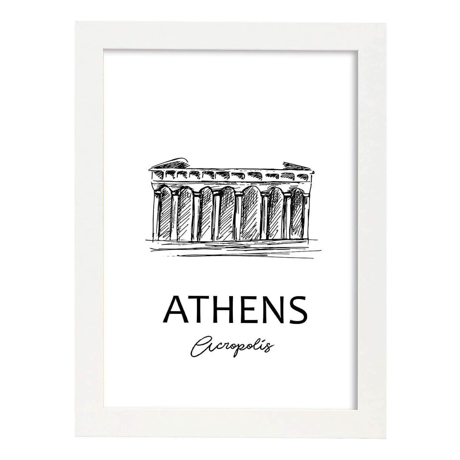 Poster de Atenas - Acropolis. Láminas con monumentos de ciudades.-Artwork-Nacnic-A3-Marco Blanco-Nacnic Estudio SL