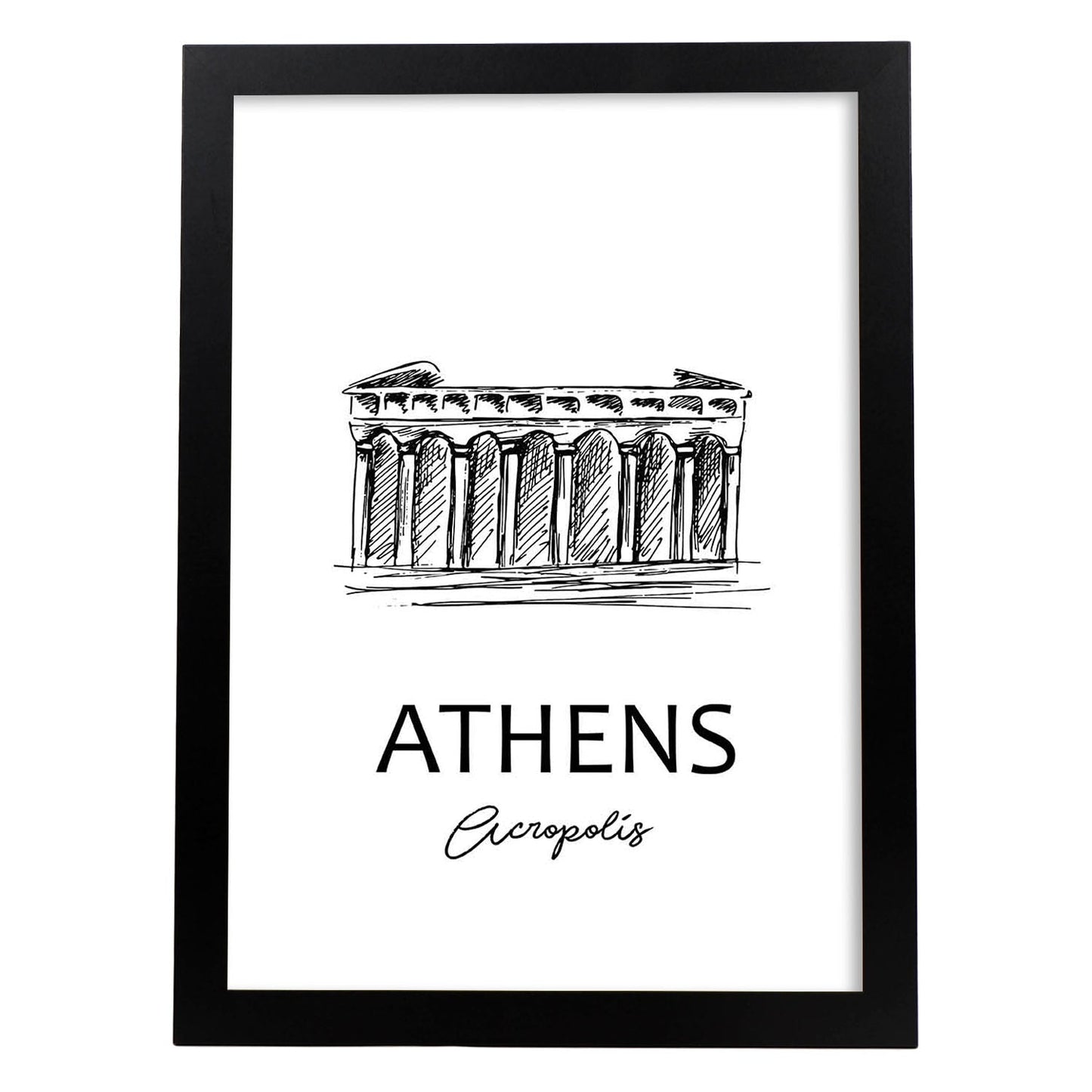 Poster de Atenas - Acropolis. Láminas con monumentos de ciudades.-Artwork-Nacnic-A3-Marco Negro-Nacnic Estudio SL