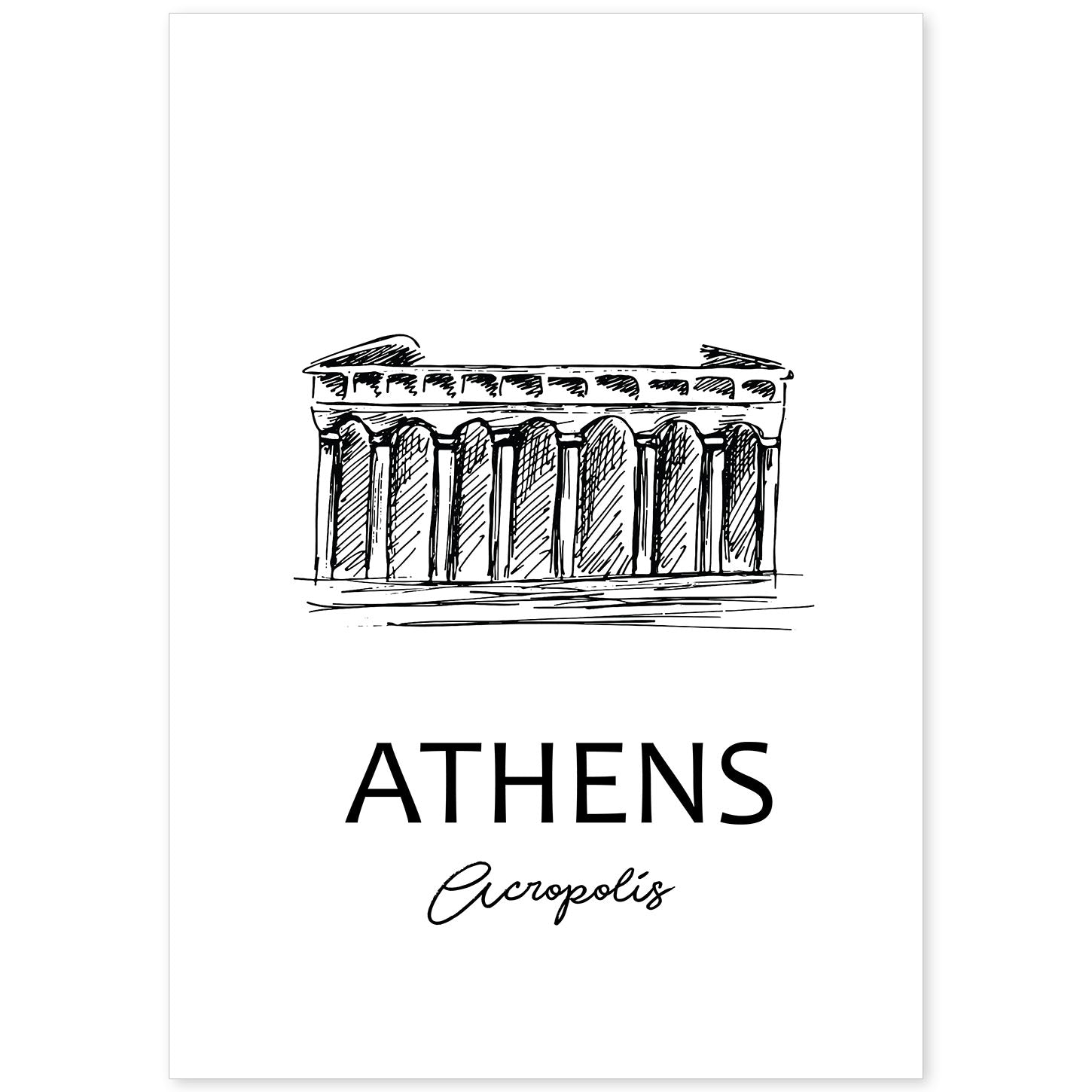 Poster de Atenas - Acropolis. Láminas con monumentos de ciudades.-Artwork-Nacnic-A4-Sin marco-Nacnic Estudio SL