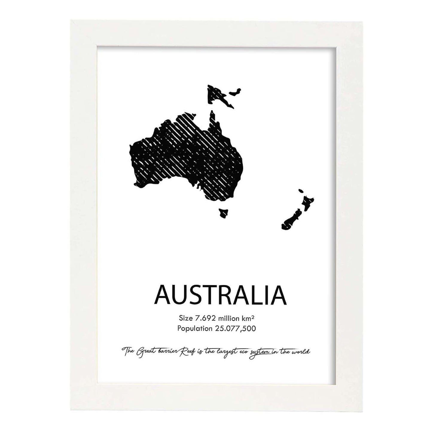 Poster de Australia. Láminas de paises y continentes del mundo.-Artwork-Nacnic-A3-Marco Blanco-Nacnic Estudio SL