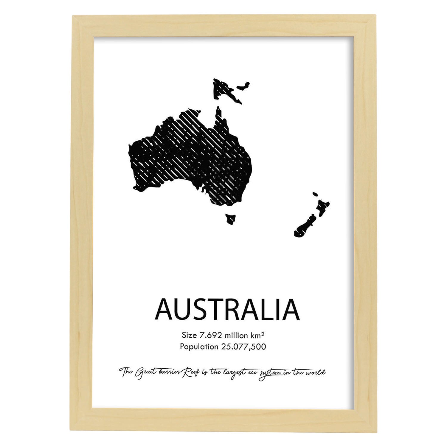 Poster de Australia. Láminas de paises y continentes del mundo.-Artwork-Nacnic-A3-Marco Madera clara-Nacnic Estudio SL