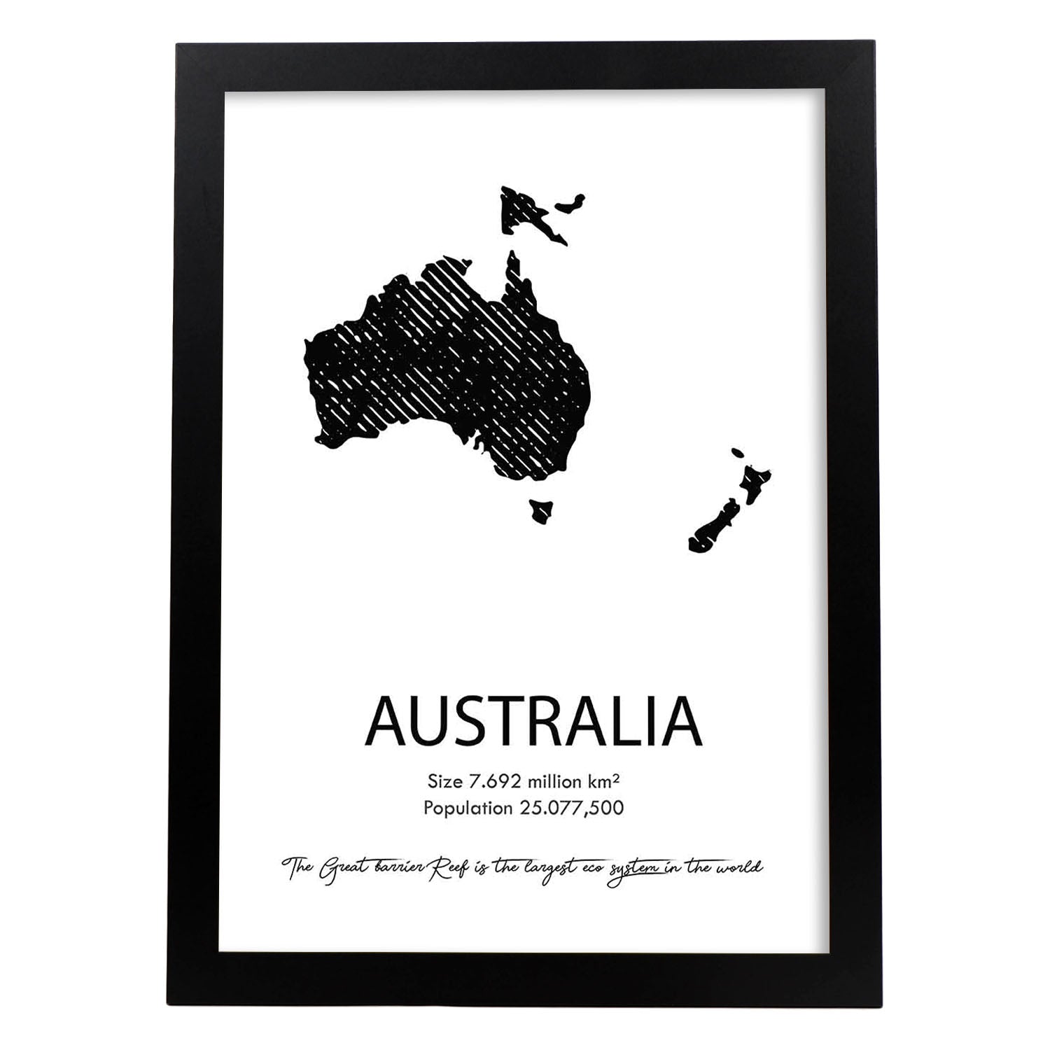 Poster de Australia. Láminas de paises y continentes del mundo.-Artwork-Nacnic-A3-Marco Negro-Nacnic Estudio SL