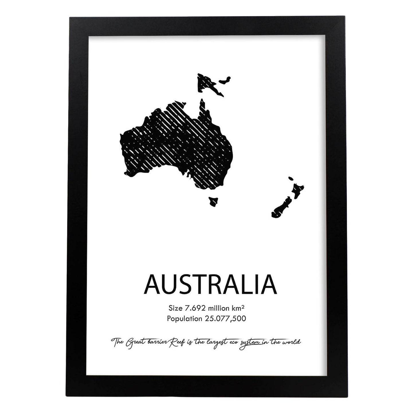 Poster de Australia. Láminas de paises y continentes del mundo.-Artwork-Nacnic-A4-Marco Negro-Nacnic Estudio SL