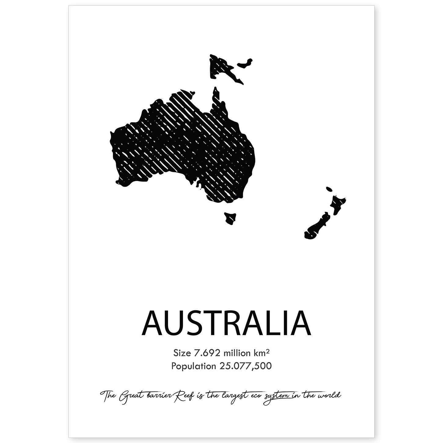 Poster de Australia. Láminas de paises y continentes del mundo.-Artwork-Nacnic-A4-Sin marco-Nacnic Estudio SL