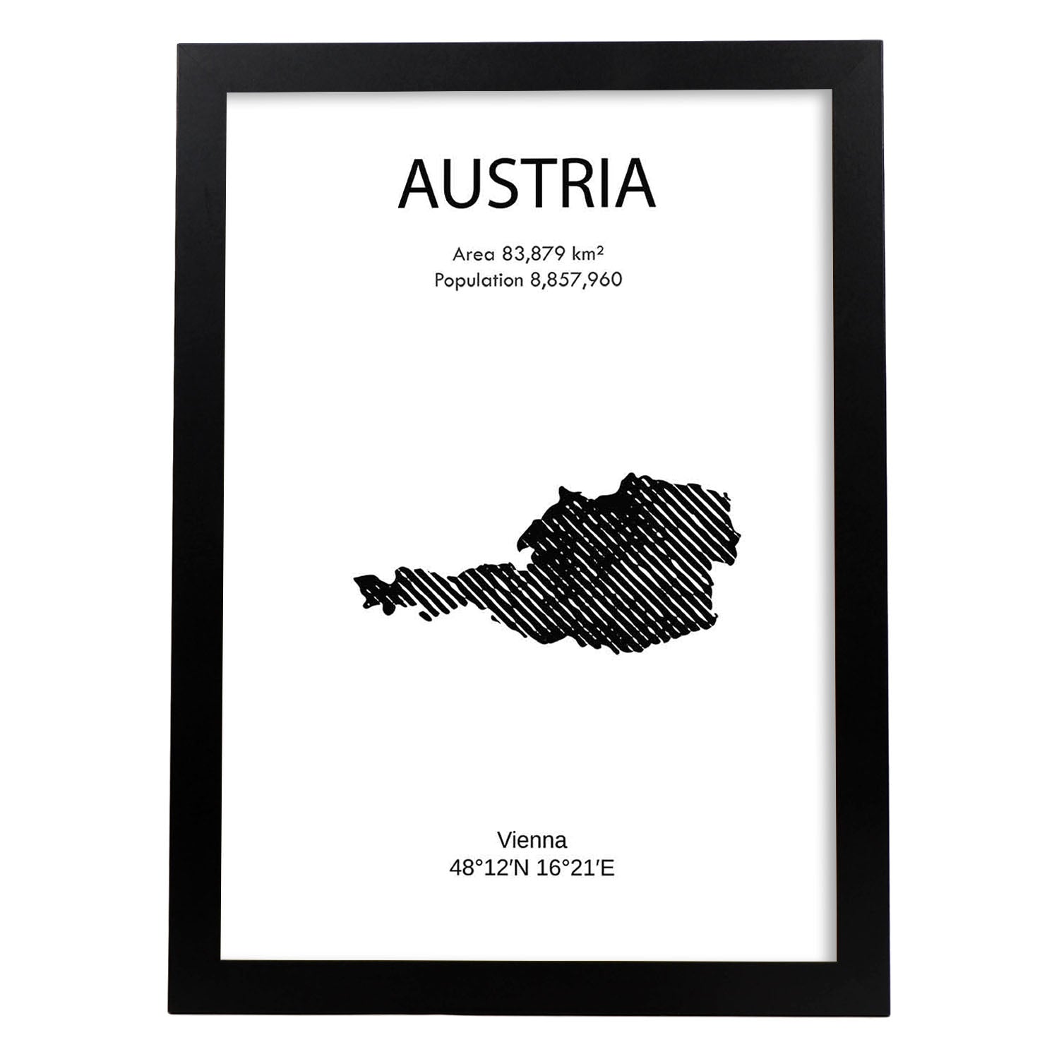 Poster de Austria. Láminas de paises y continentes del mundo.-Artwork-Nacnic-A3-Marco Negro-Nacnic Estudio SL