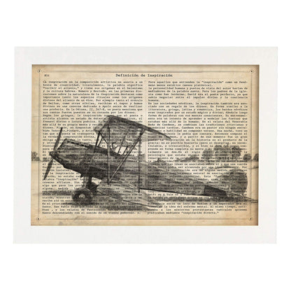 Poster de Avion una helice. Láminas de vehículos con definiciones. Ilustraciones vintage de coches, motos, aviones, -Artwork-Nacnic-A4-Marco Blanco-Nacnic Estudio SL