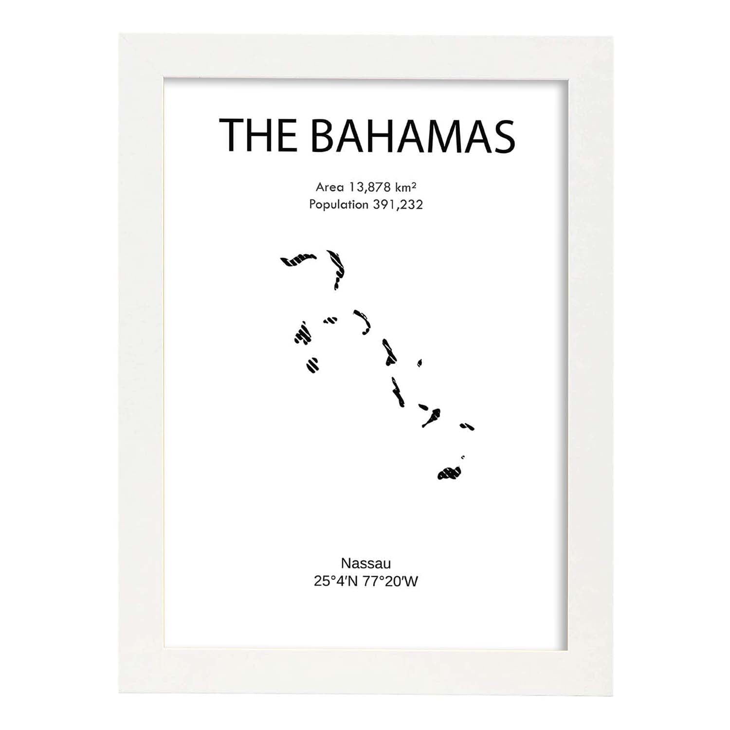 Poster de Bahamas. Láminas de paises y continentes del mundo.-Artwork-Nacnic-A3-Marco Blanco-Nacnic Estudio SL