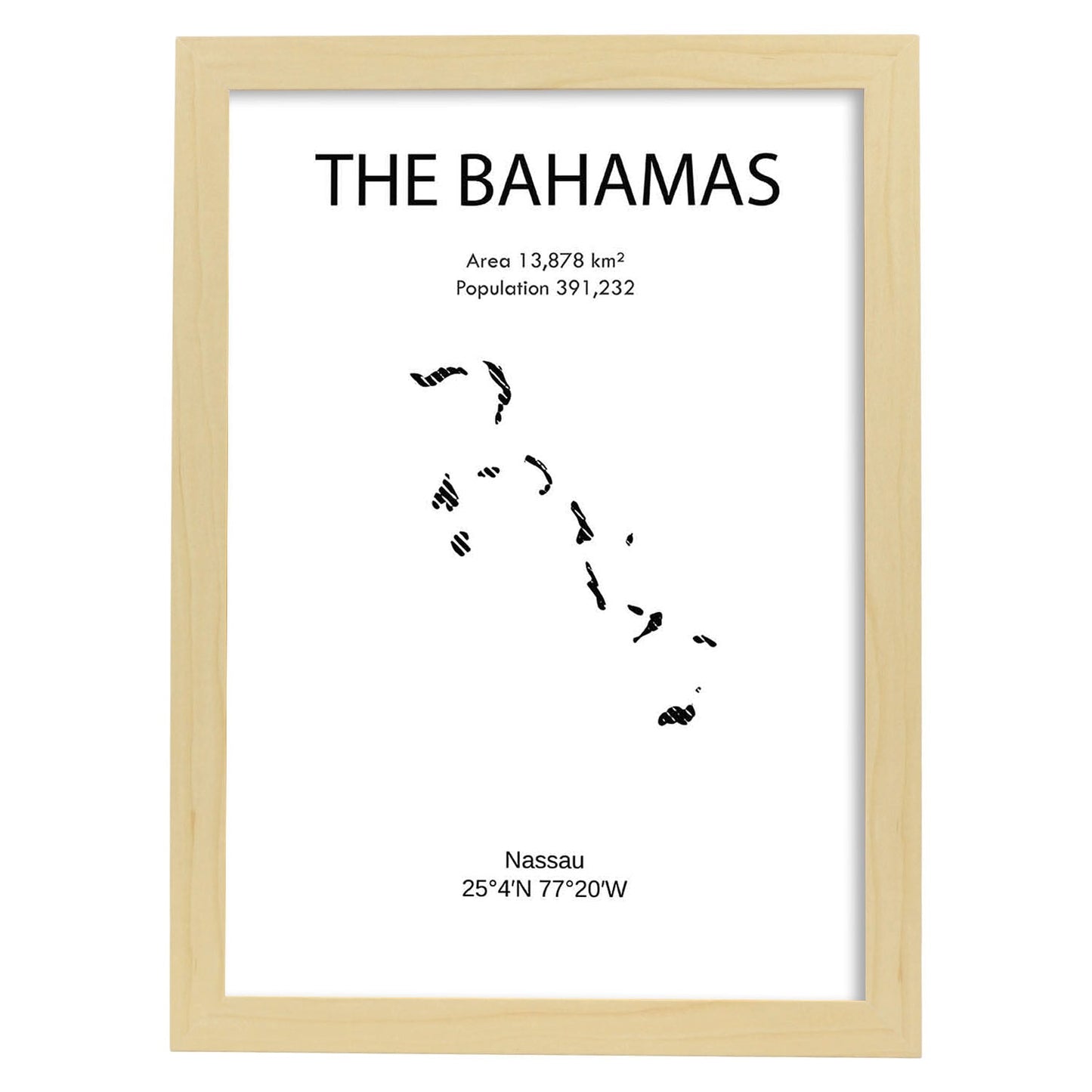 Poster de Bahamas. Láminas de paises y continentes del mundo.-Artwork-Nacnic-A3-Marco Madera clara-Nacnic Estudio SL