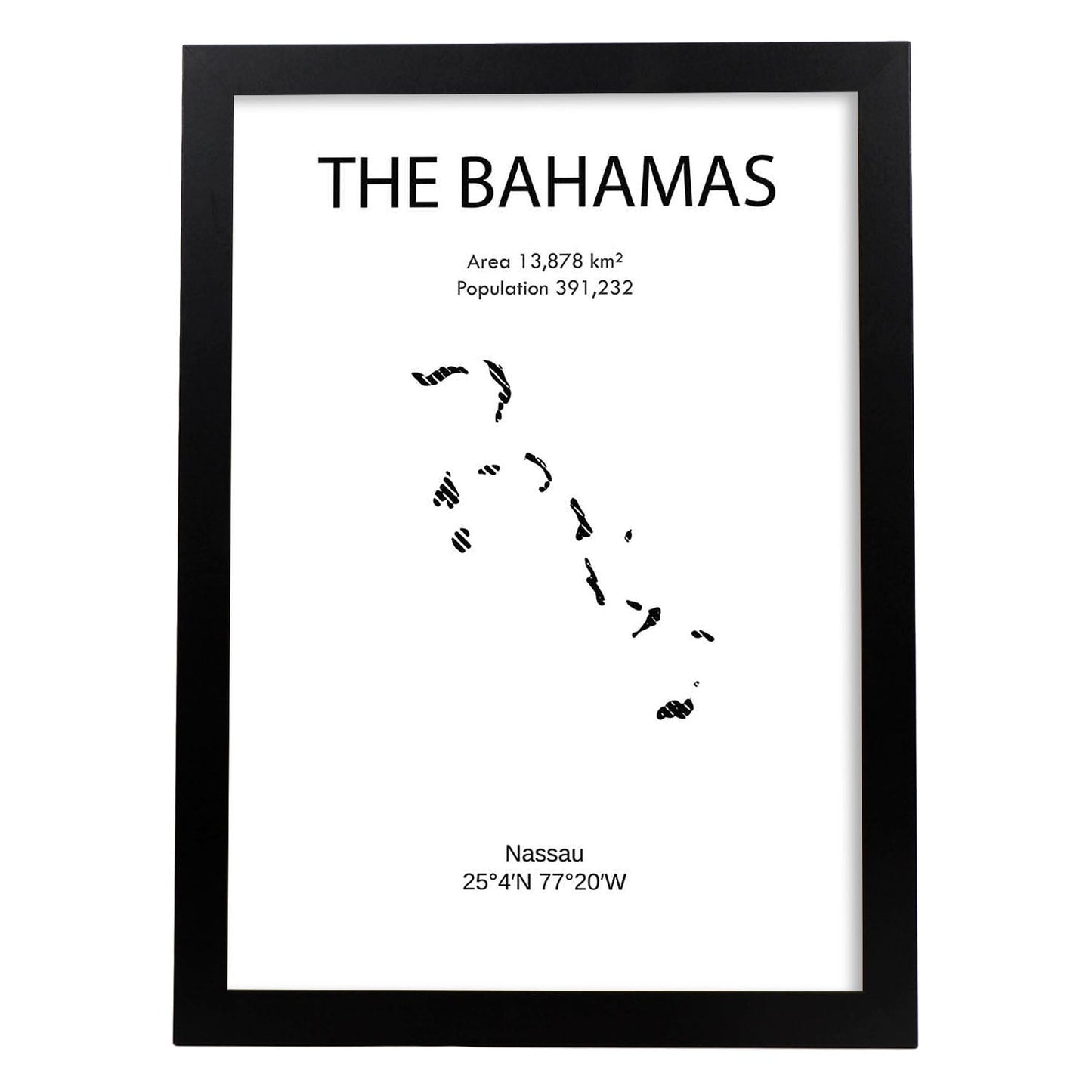 Poster de Bahamas. Láminas de paises y continentes del mundo.-Artwork-Nacnic-A3-Marco Negro-Nacnic Estudio SL