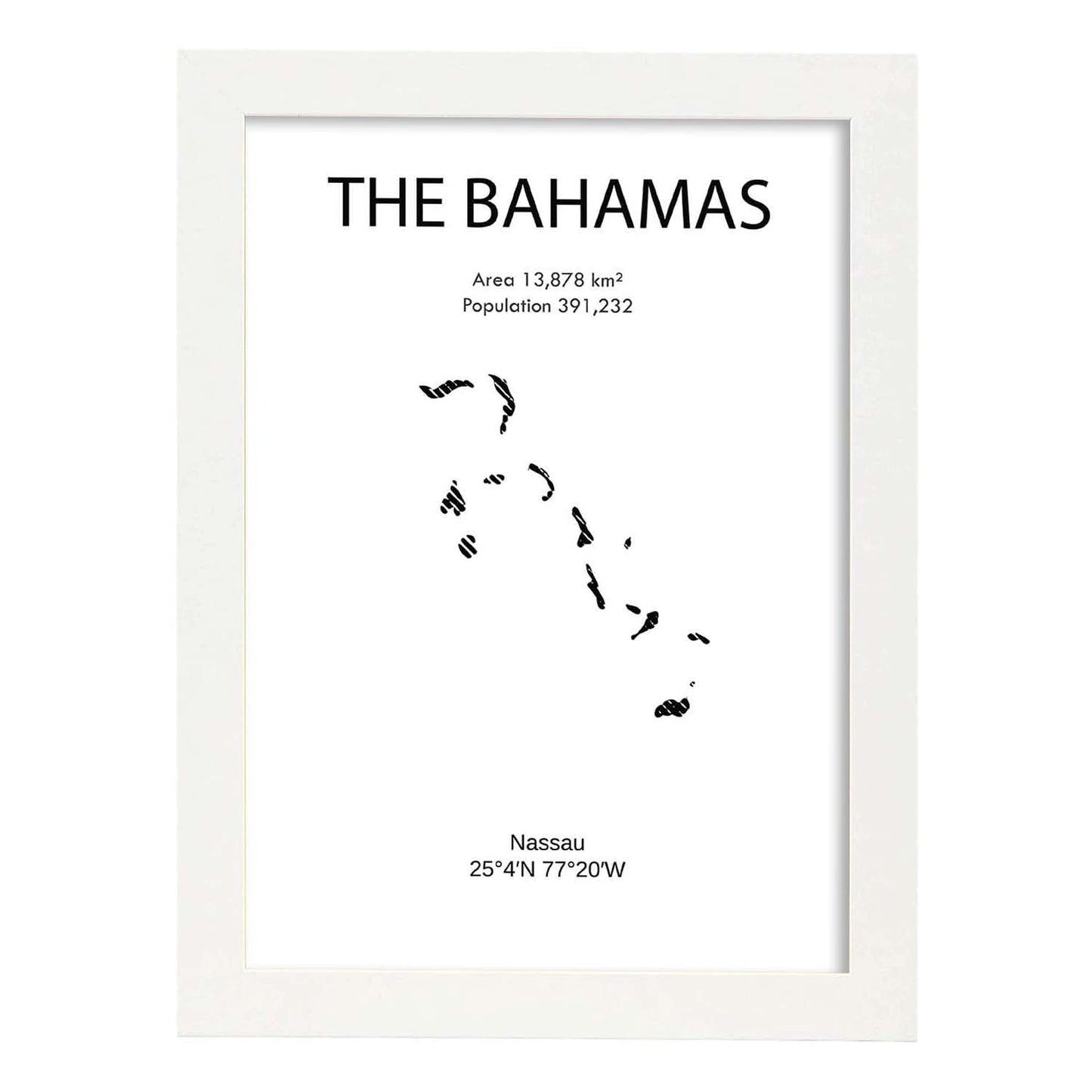 Poster de Bahamas. Láminas de paises y continentes del mundo.-Artwork-Nacnic-A4-Marco Blanco-Nacnic Estudio SL