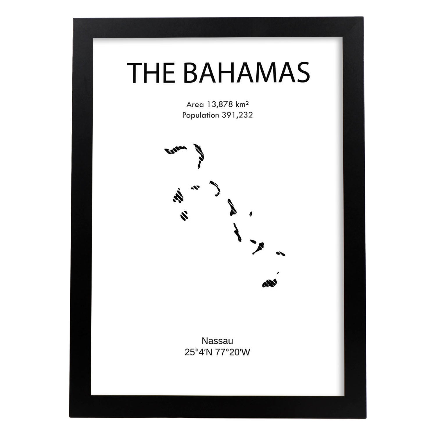 Poster de Bahamas. Láminas de paises y continentes del mundo.-Artwork-Nacnic-A4-Marco Negro-Nacnic Estudio SL