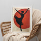Póster Minimalista de Bailarina Abstracta en Bloque de Madera