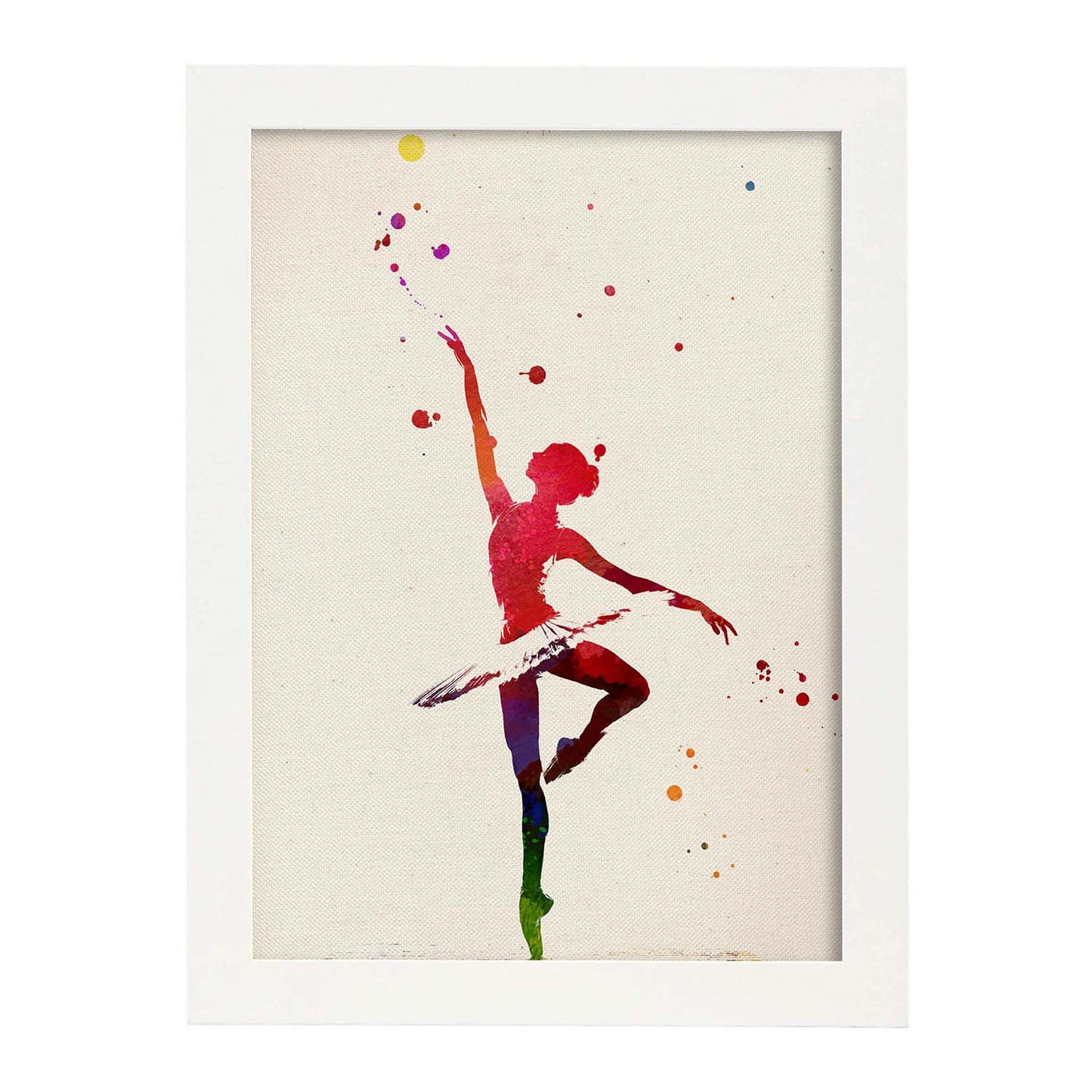 Poster de Bailarina de ballet con diseño acuarela. Mix de láminas con estilo acuarela-Artwork-Nacnic-A3-Marco Blanco-Nacnic Estudio SL