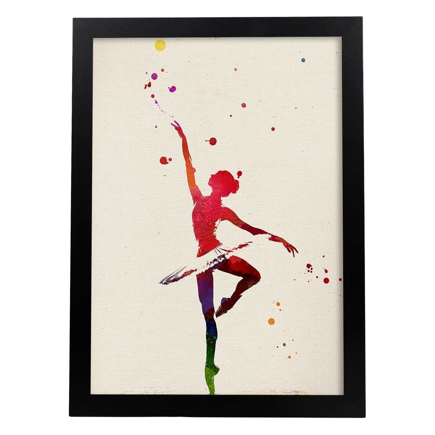 Poster de Bailarina de ballet con diseño acuarela. Mix de láminas con estilo acuarela-Artwork-Nacnic-A3-Marco Negro-Nacnic Estudio SL