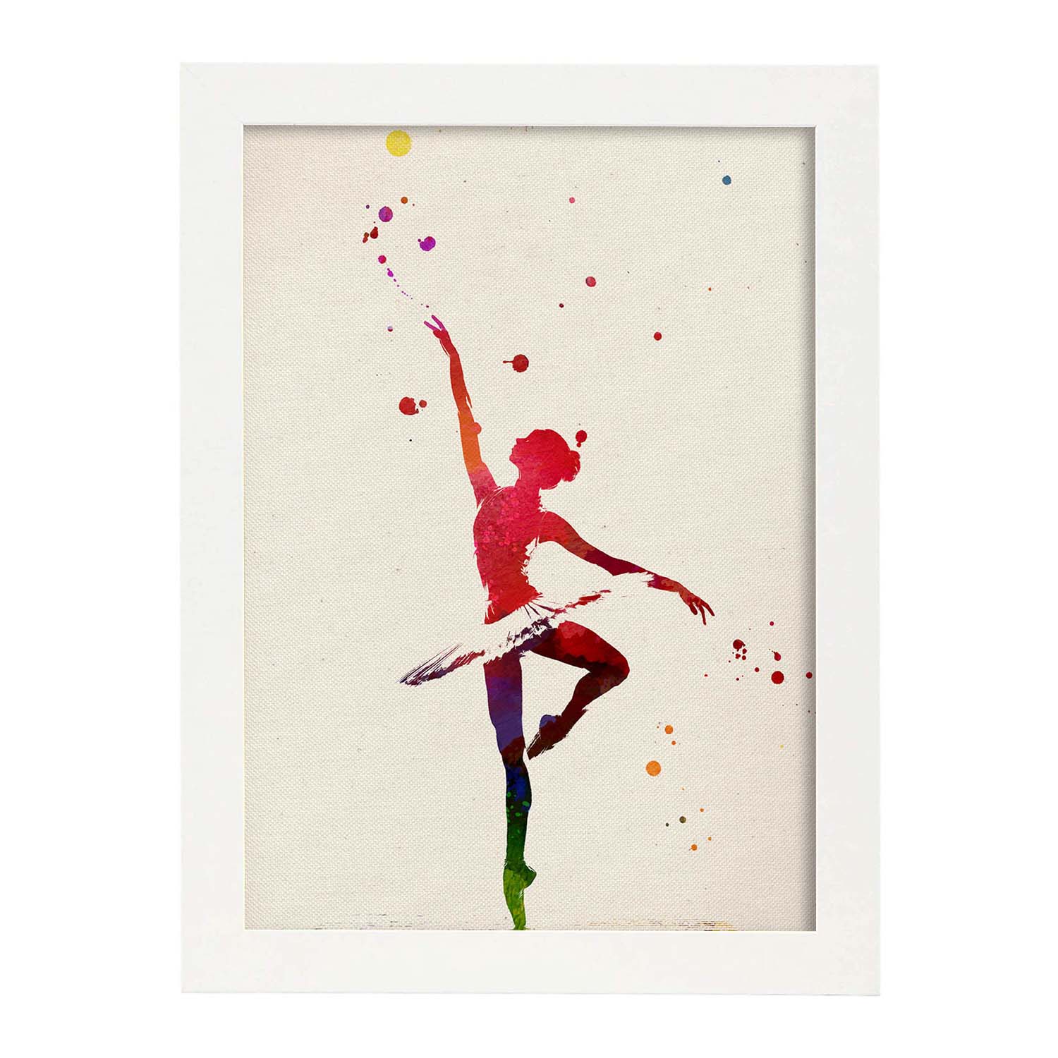 Poster de Bailarina de ballet con diseño acuarela. Mix de láminas con estilo acuarela-Artwork-Nacnic-A4-Marco Blanco-Nacnic Estudio SL