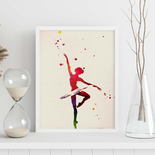 Poster de Bailarina de ballet con diseño acuarela. Mix de láminas con estilo acuarela-Artwork-Nacnic-Nacnic Estudio SL