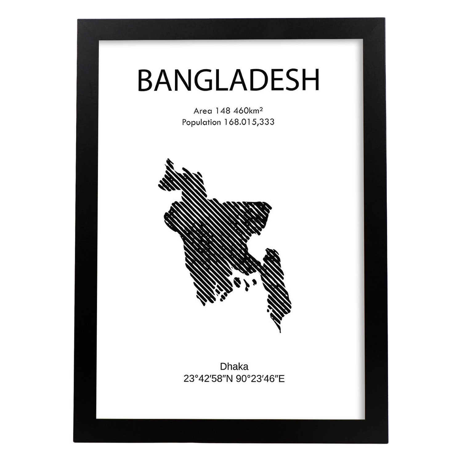 Poster de Bangladesh. Láminas de paises y continentes del mundo.-Artwork-Nacnic-A3-Marco Negro-Nacnic Estudio SL