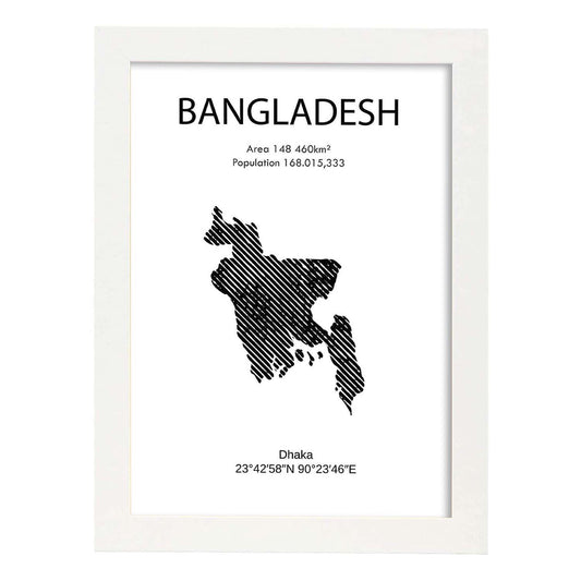 Poster de Bangladesh. Láminas de paises y continentes del mundo.-Artwork-Nacnic-A4-Marco Blanco-Nacnic Estudio SL