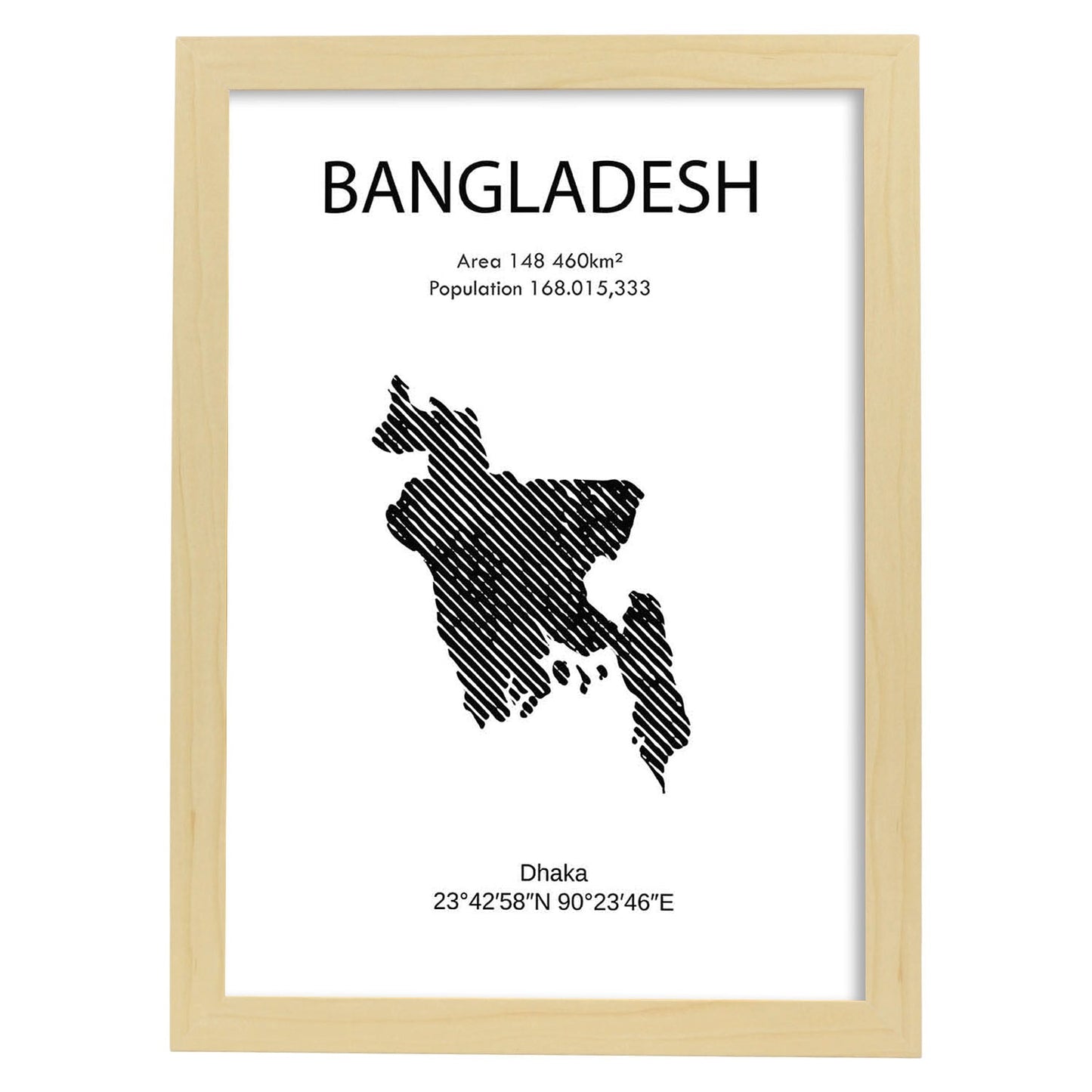 Poster de Bangladesh. Láminas de paises y continentes del mundo.-Artwork-Nacnic-A4-Marco Madera clara-Nacnic Estudio SL