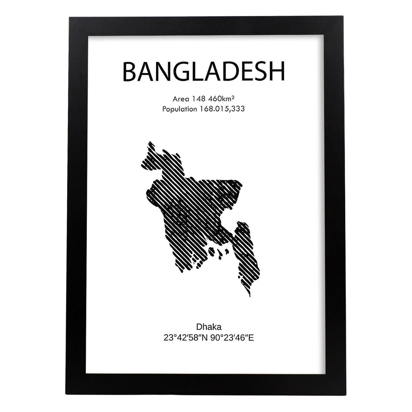 Poster de Bangladesh. Láminas de paises y continentes del mundo.-Artwork-Nacnic-A4-Marco Negro-Nacnic Estudio SL