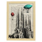 Poster de Barcelona. La sagrada Familia. Láminas de monumentos del mundo. Diseño de viaje y de paises.-Artwork-Nacnic-A4-Marco Madera clara-Nacnic Estudio SL
