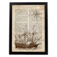 Poster de Barco antiguo con brujula. Láminas de vehículos con definiciones. Ilustraciones vintage de coches, motos, aviones, -Artwork-Nacnic-A3-Marco Negro-Nacnic Estudio SL
