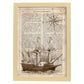 Poster de Barco antiguo con brujula. Láminas de vehículos con definiciones. Ilustraciones vintage de coches, motos, aviones, -Artwork-Nacnic-A4-Marco Madera clara-Nacnic Estudio SL