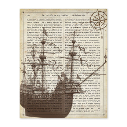 Poster de Barco antiguo. Láminas de vehículos con definiciones. Ilustraciones vintage de coches, motos, aviones, -Artwork-Nacnic-A4-Sin marco-Nacnic Estudio SL