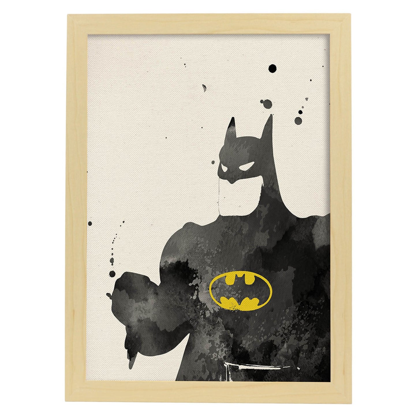 Poster de Batman 2. Láminas de cine, películas, y actores. Posters de películas antiguas con estilo acuarela.-Artwork-Nacnic-A3-Marco Madera clara-Nacnic Estudio SL