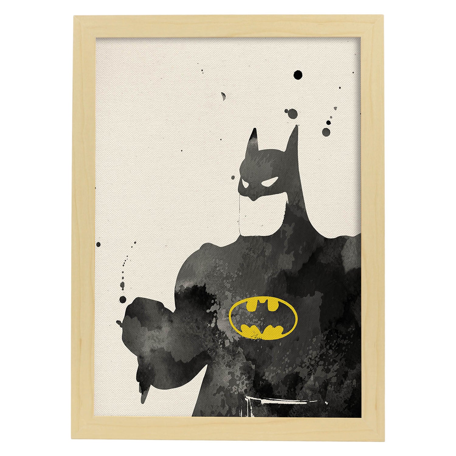 Poster de Batman 2. Láminas de cine, películas, y actores. Posters de películas antiguas con estilo acuarela.-Artwork-Nacnic-A4-Marco Madera clara-Nacnic Estudio SL