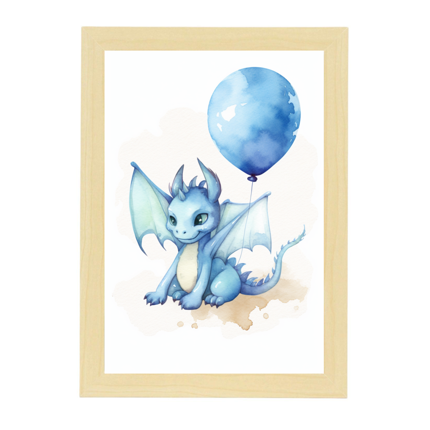 Poster de bebé dragón de color azul lindo en acuarela 8K