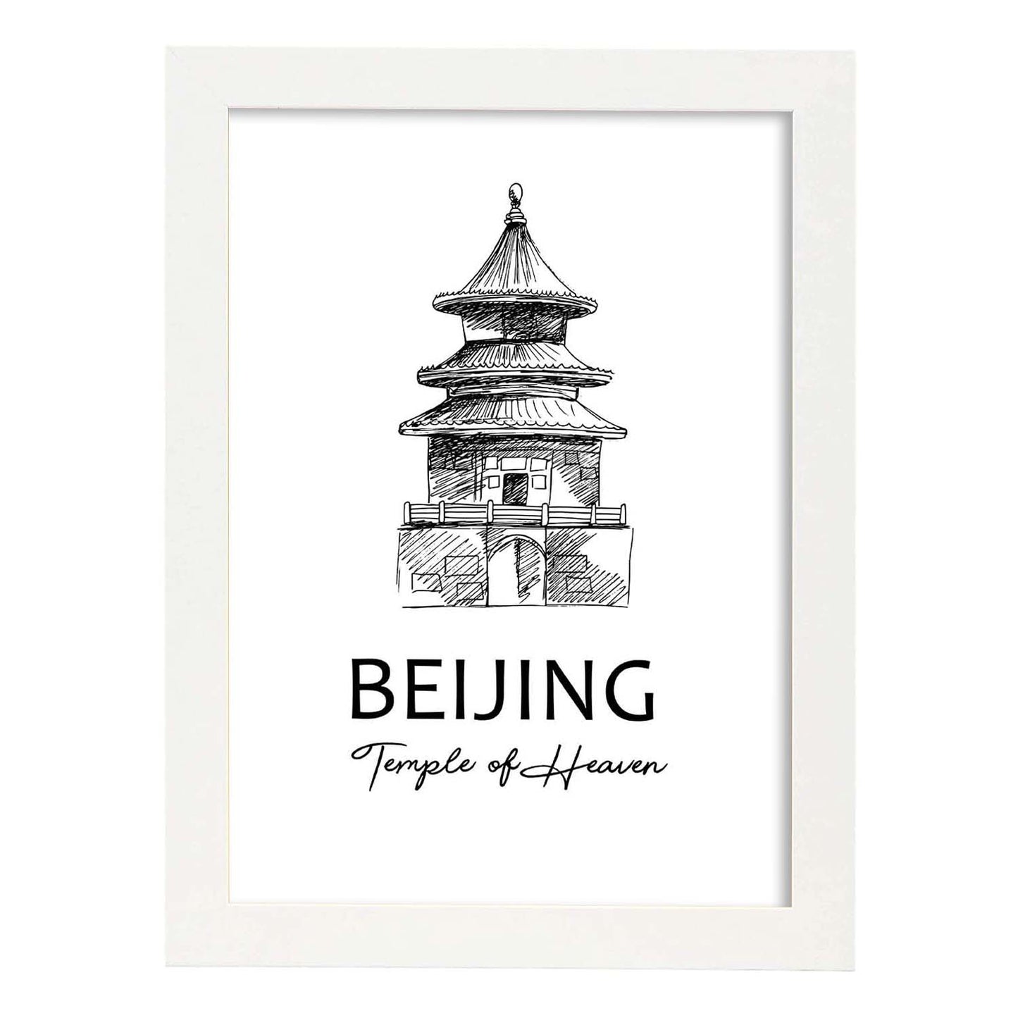 Poster de Beijing - Templo del cielo. Láminas con monumentos de ciudades.-Artwork-Nacnic-A3-Marco Blanco-Nacnic Estudio SL