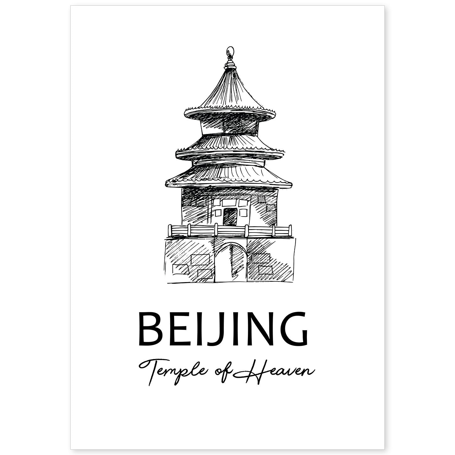 Poster de Beijing - Templo del cielo. Láminas con monumentos de ciudades.-Artwork-Nacnic-A4-Sin marco-Nacnic Estudio SL