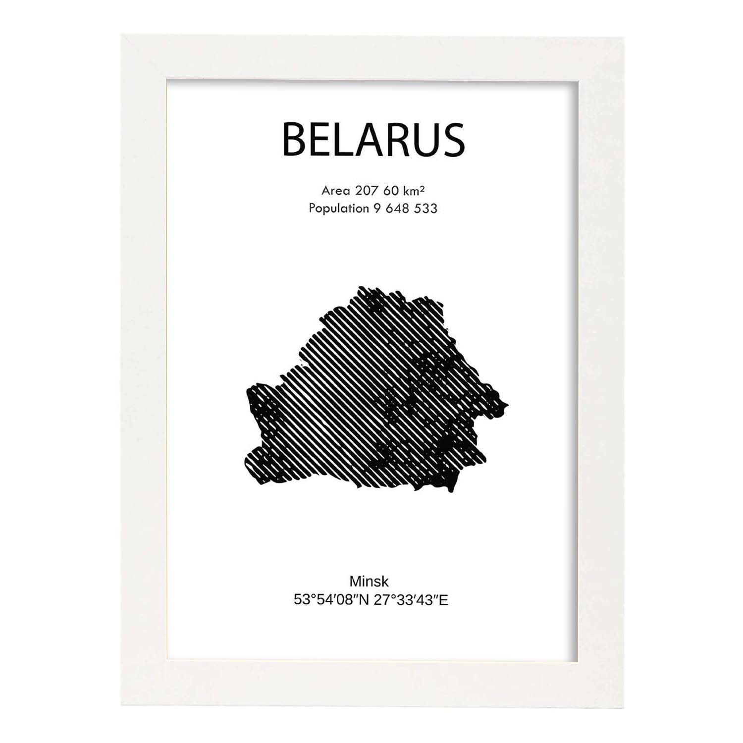 Poster de Belarus. Láminas de paises y continentes del mundo.-Artwork-Nacnic-A3-Marco Blanco-Nacnic Estudio SL