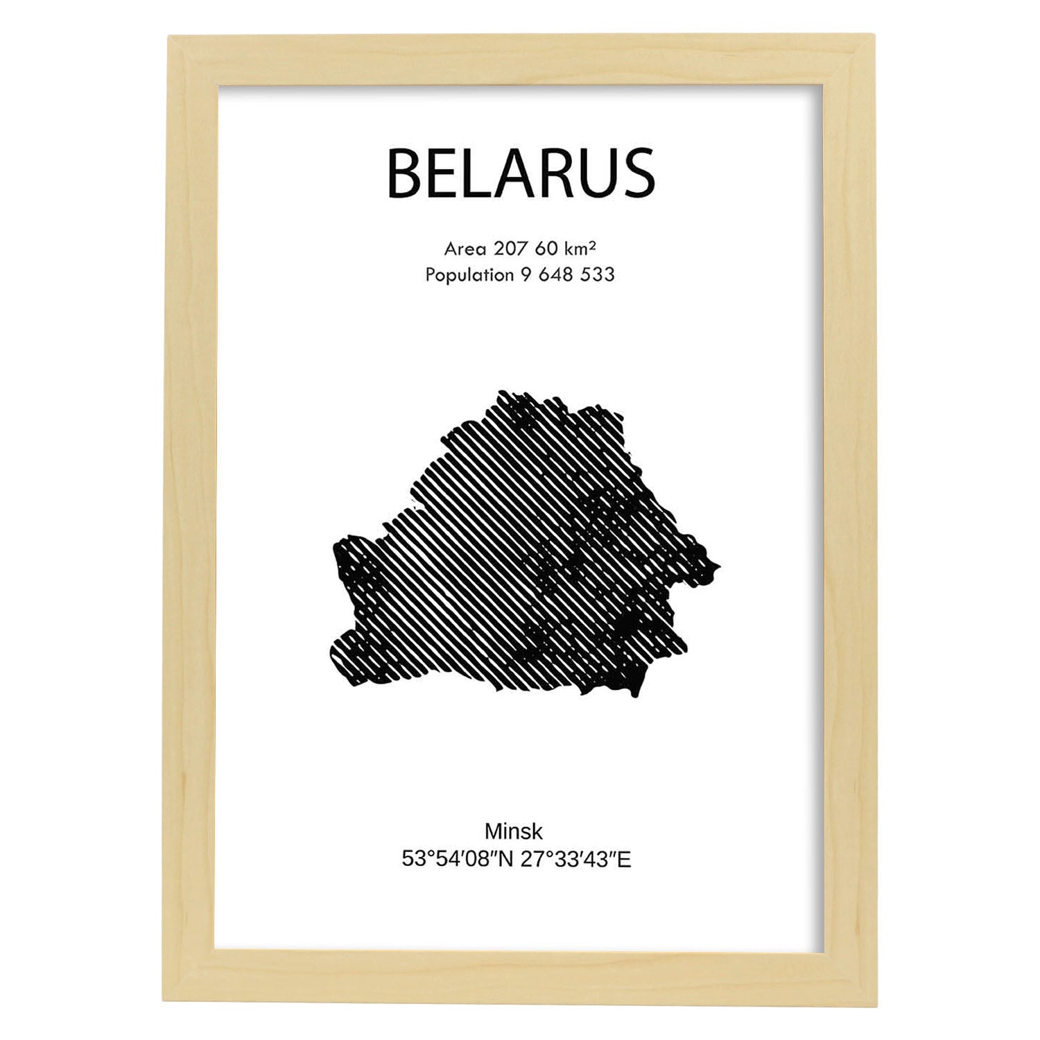 Poster de Belarus. Láminas de paises y continentes del mundo.-Artwork-Nacnic-A3-Marco Madera clara-Nacnic Estudio SL