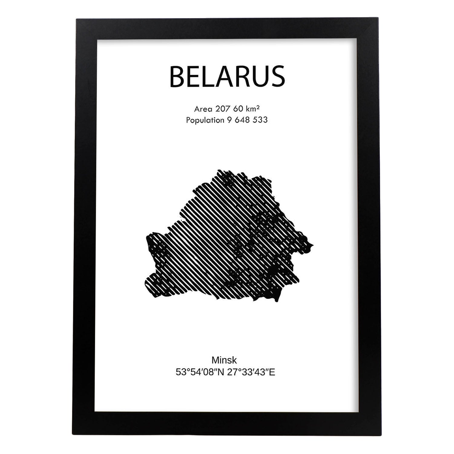 Poster de Belarus. Láminas de paises y continentes del mundo.-Artwork-Nacnic-A3-Marco Negro-Nacnic Estudio SL
