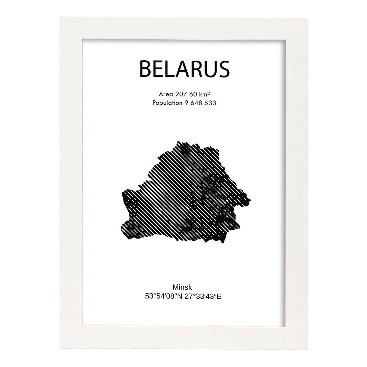 Poster de Belarus. Láminas de paises y continentes del mundo.-Artwork-Nacnic-A4-Marco Blanco-Nacnic Estudio SL