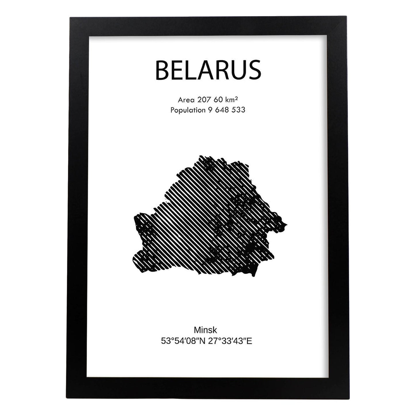 Poster de Belarus. Láminas de paises y continentes del mundo.-Artwork-Nacnic-A4-Marco Negro-Nacnic Estudio SL