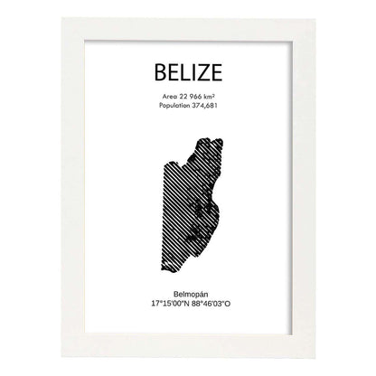Poster de Belize. Láminas de paises y continentes del mundo.-Artwork-Nacnic-A4-Marco Blanco-Nacnic Estudio SL