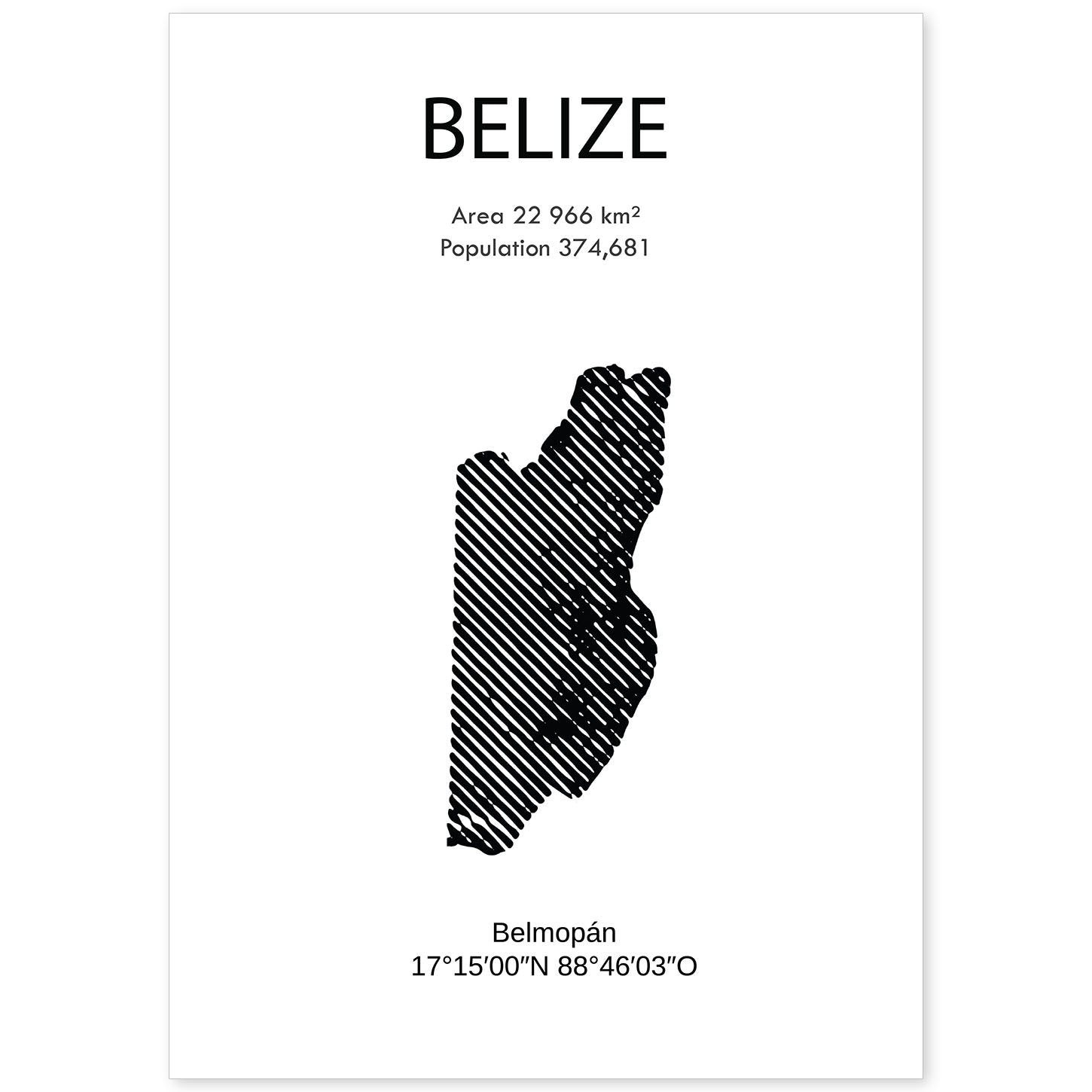 Poster de Belize. Láminas de paises y continentes del mundo.-Artwork-Nacnic-A4-Sin marco-Nacnic Estudio SL