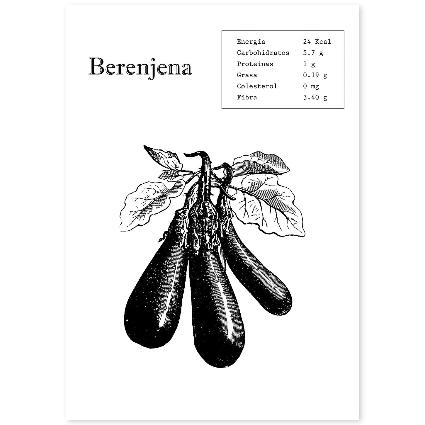 Poster de Berenjena. Láminas de frutas y verduras.-Artwork-Nacnic-A4-Sin marco-Nacnic Estudio SL