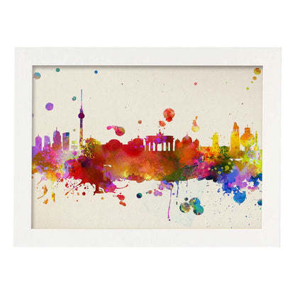 Poster de Berlin en color. Láminas e ilustraciones de ciudades, comunidades, y mapas de España.-Artwork-Nacnic-A4-Marco Blanco-Nacnic Estudio SL