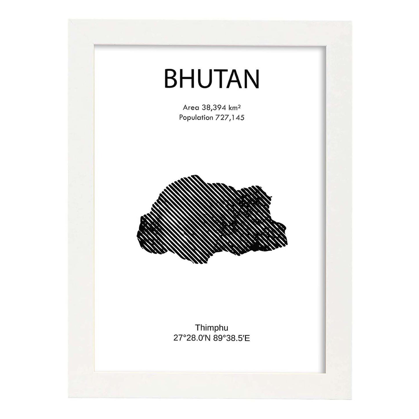 Poster de Bhutan. Láminas de paises y continentes del mundo.-Artwork-Nacnic-A3-Marco Blanco-Nacnic Estudio SL