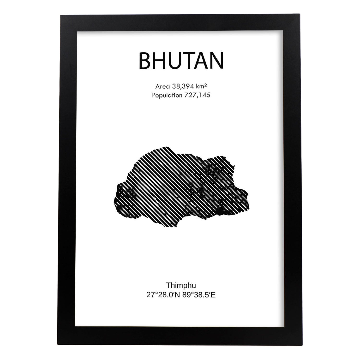 Poster de Bhutan. Láminas de paises y continentes del mundo.-Artwork-Nacnic-A3-Marco Negro-Nacnic Estudio SL