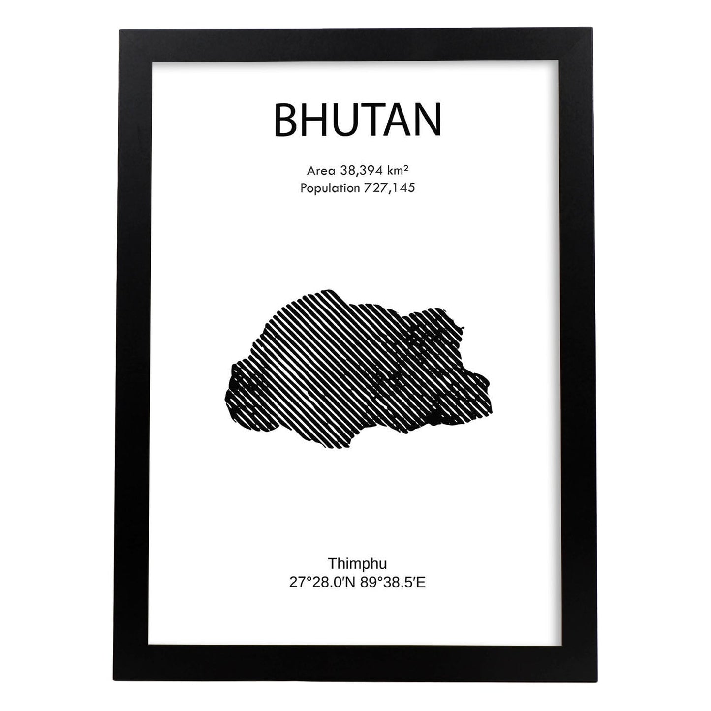 Poster de Bhutan. Láminas de paises y continentes del mundo.-Artwork-Nacnic-A4-Marco Negro-Nacnic Estudio SL