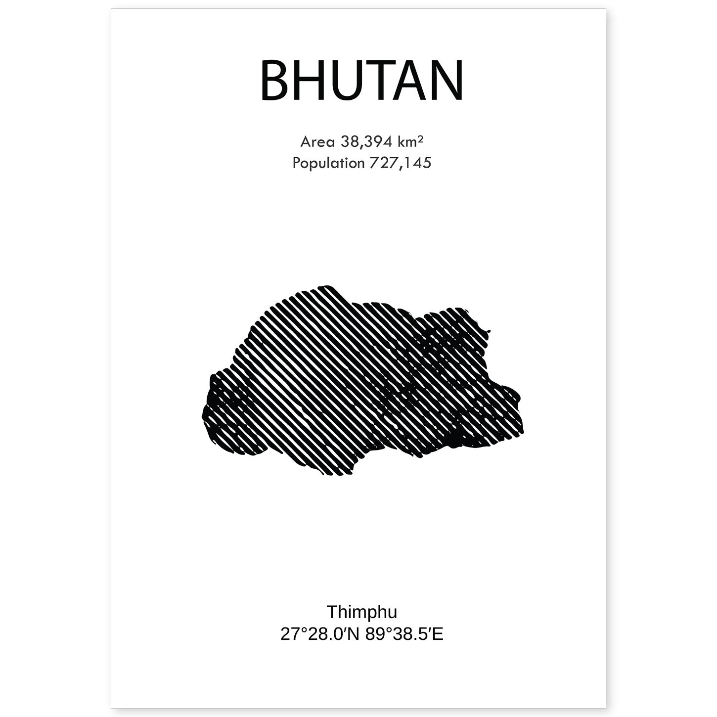 Poster de Bhutan. Láminas de paises y continentes del mundo.-Artwork-Nacnic-A4-Sin marco-Nacnic Estudio SL