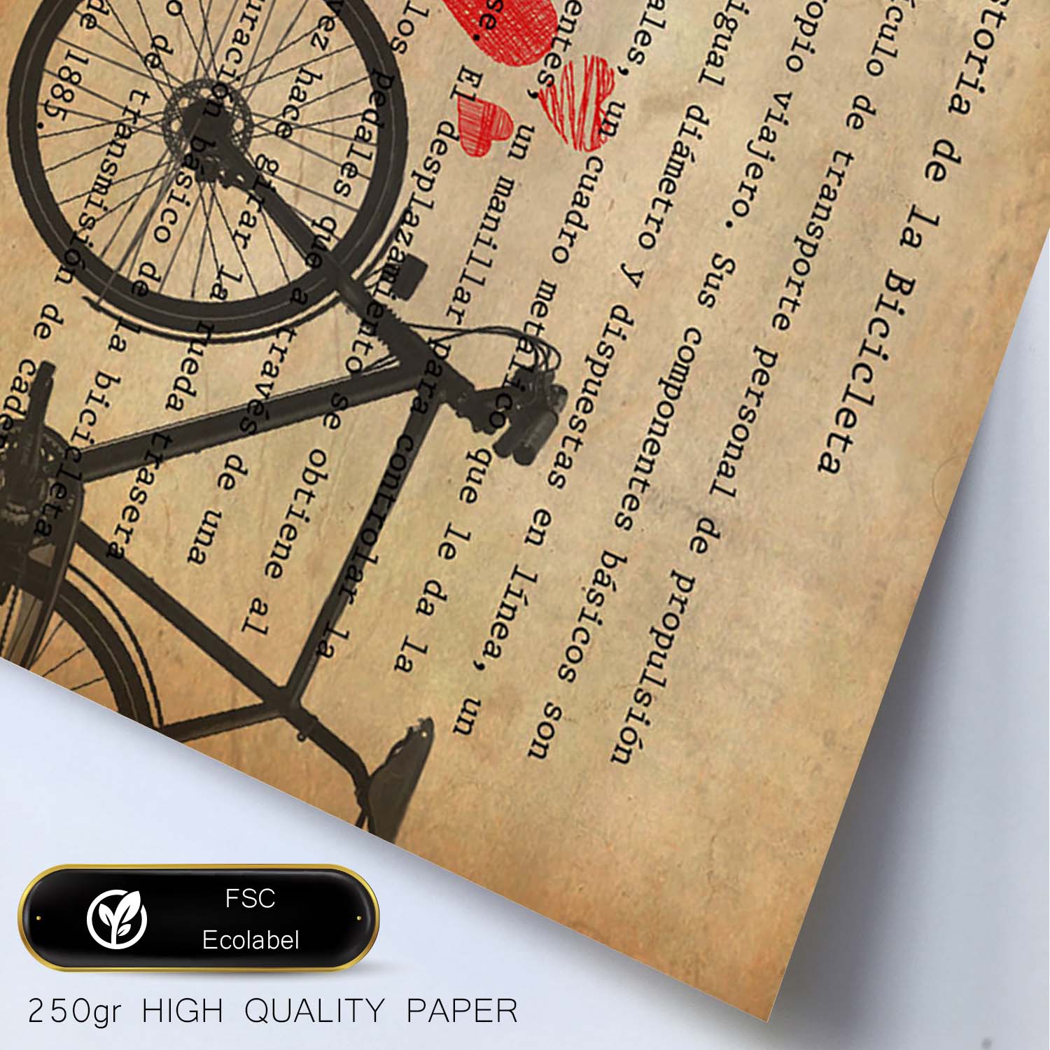 Poster de Bici con corazones. Láminas de bicicletas definiciones.-Artwork-Nacnic-Nacnic Estudio SL