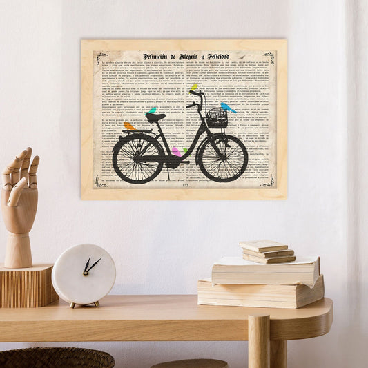Poster de Bici con pajaros. Láminas de bicicletas definiciones.-Artwork-Nacnic-Nacnic Estudio SL