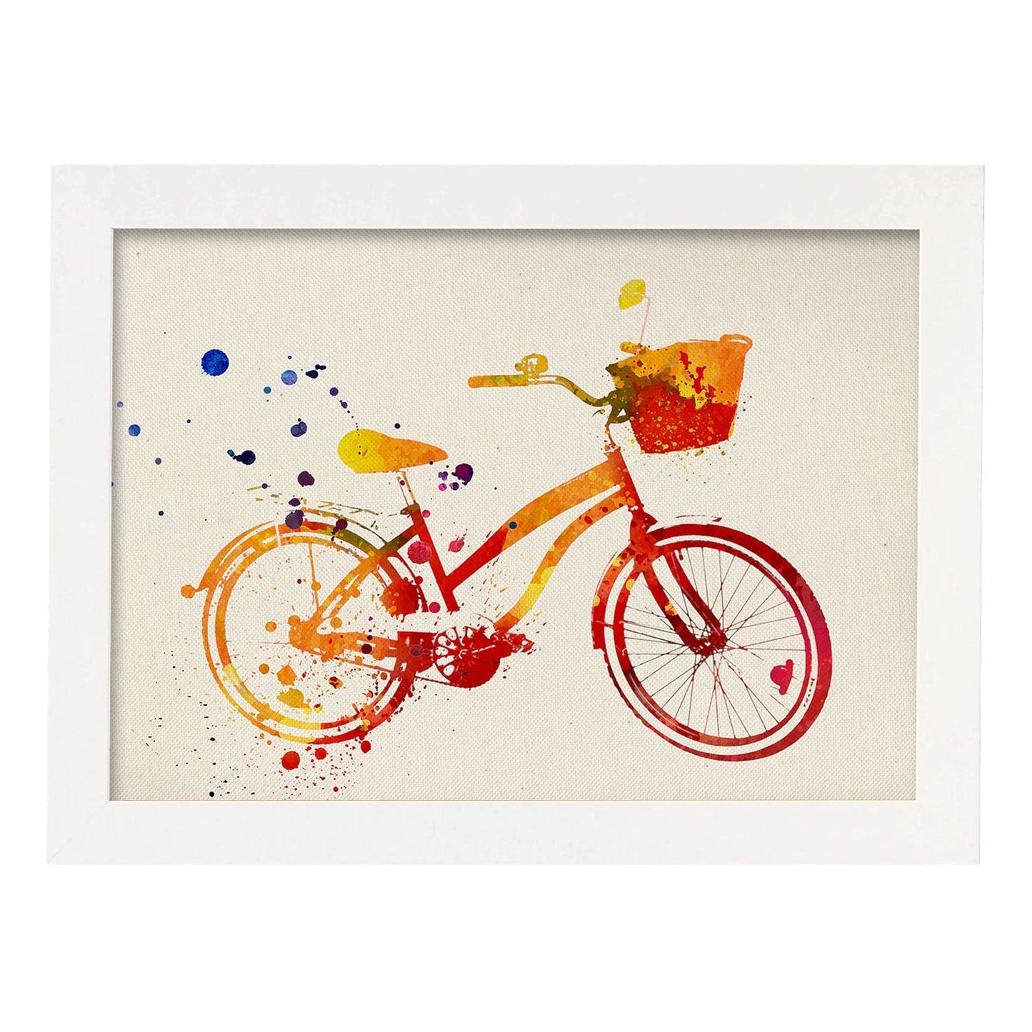 Poster de Bicicleta con diseño acuarela. Mix de láminas con estilo acuarela-Artwork-Nacnic-A3-Marco Blanco-Nacnic Estudio SL